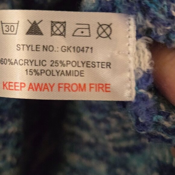 Cerulean By Blue Diamond NWT Blue Space Dye Knit Turtleneck Poncho One Size - Picture 7 of 7